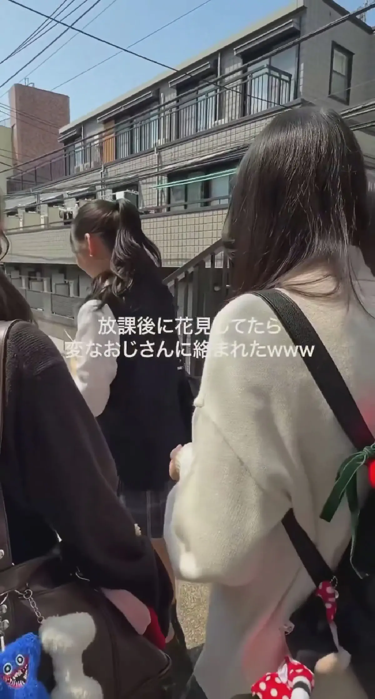 【動画】花見中のJKさんら、変なおじさんに絡まれる